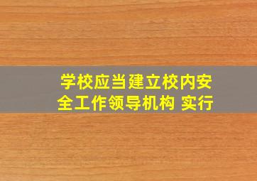 学校应当建立校内安全工作领导机构 实行